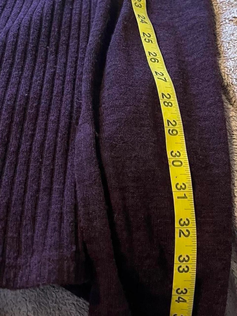 connected apparel Long Sleeve Ribbed Knit Dress in Burgundy Plum - Picture 7 of 8
